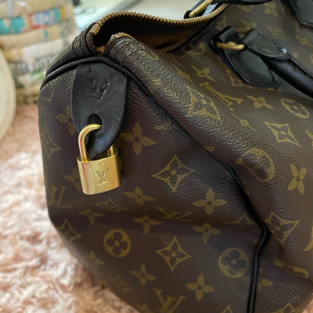 Louis Vuitton Brown Monogram Satchel with Gold Accents - Picture 13 of 15